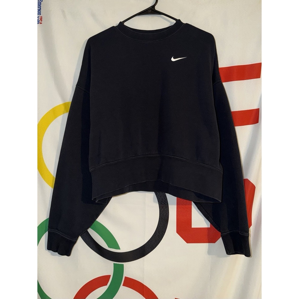 Nike Crewneck Sweatshirt Womens XS Cropped Black Pullover